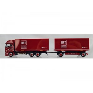 Herpa-Pirata 950381 BRT IVECO S-WAY CON CASSONE + RIMORCHIO ROSSO, LOGO BRT