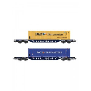 Rivarossi HR6614 Set 2 carri porta container P&O Ferrymaster epoca IV